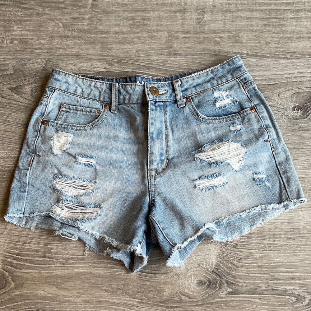 High rise distressed Jean shorts
